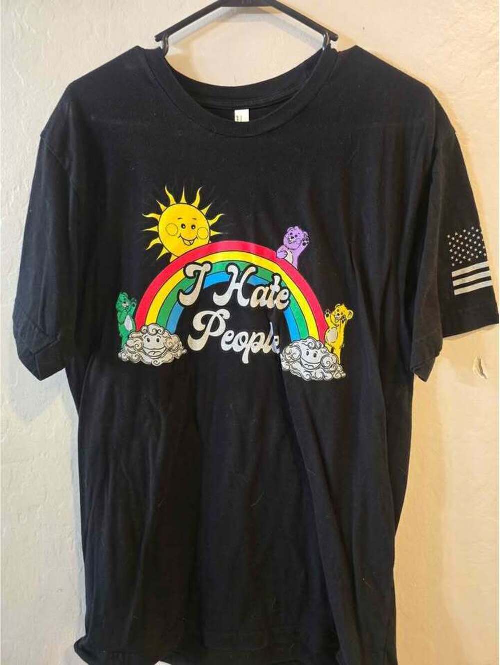 American Apparel Fine Jersey Collection 'I Hate People' Graphic T-Shirt Size L